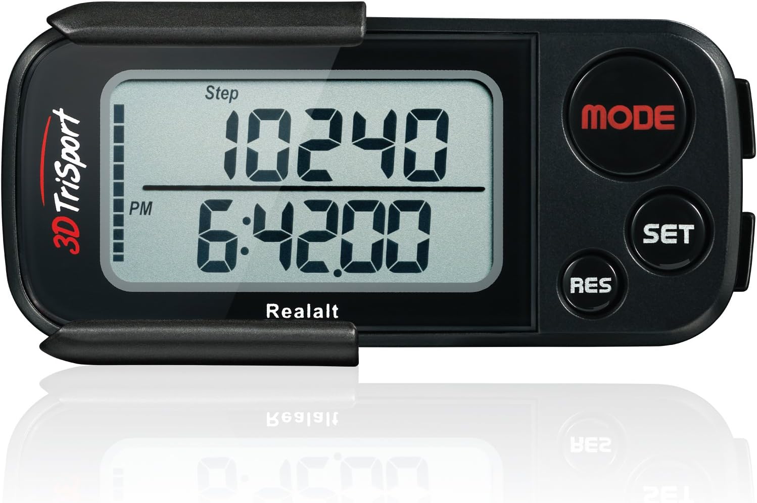 3DTriSport Walking Pedometer with Clip & Strap, Step Counter.
